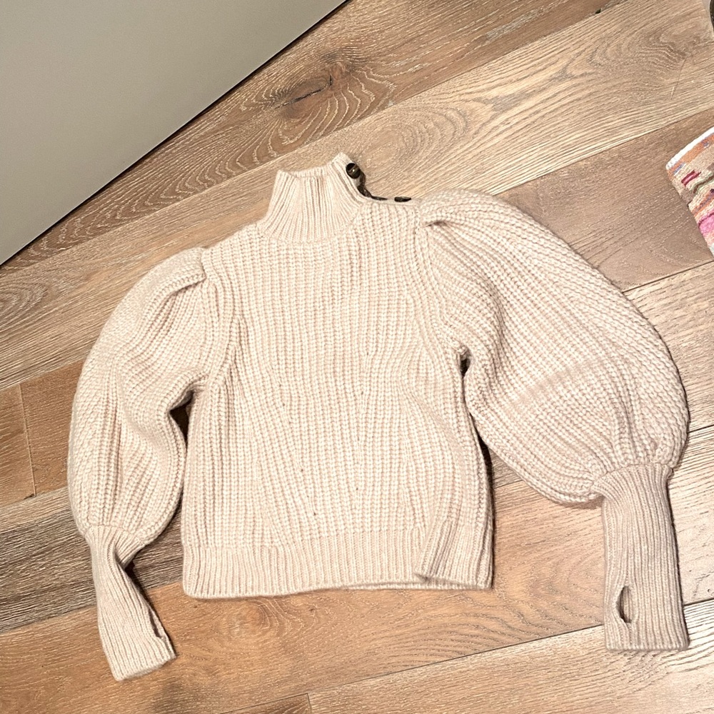 ULLA JOHNSON PUFFED SLEAVE HIGH NECK SWEATER. SIZE SMALL